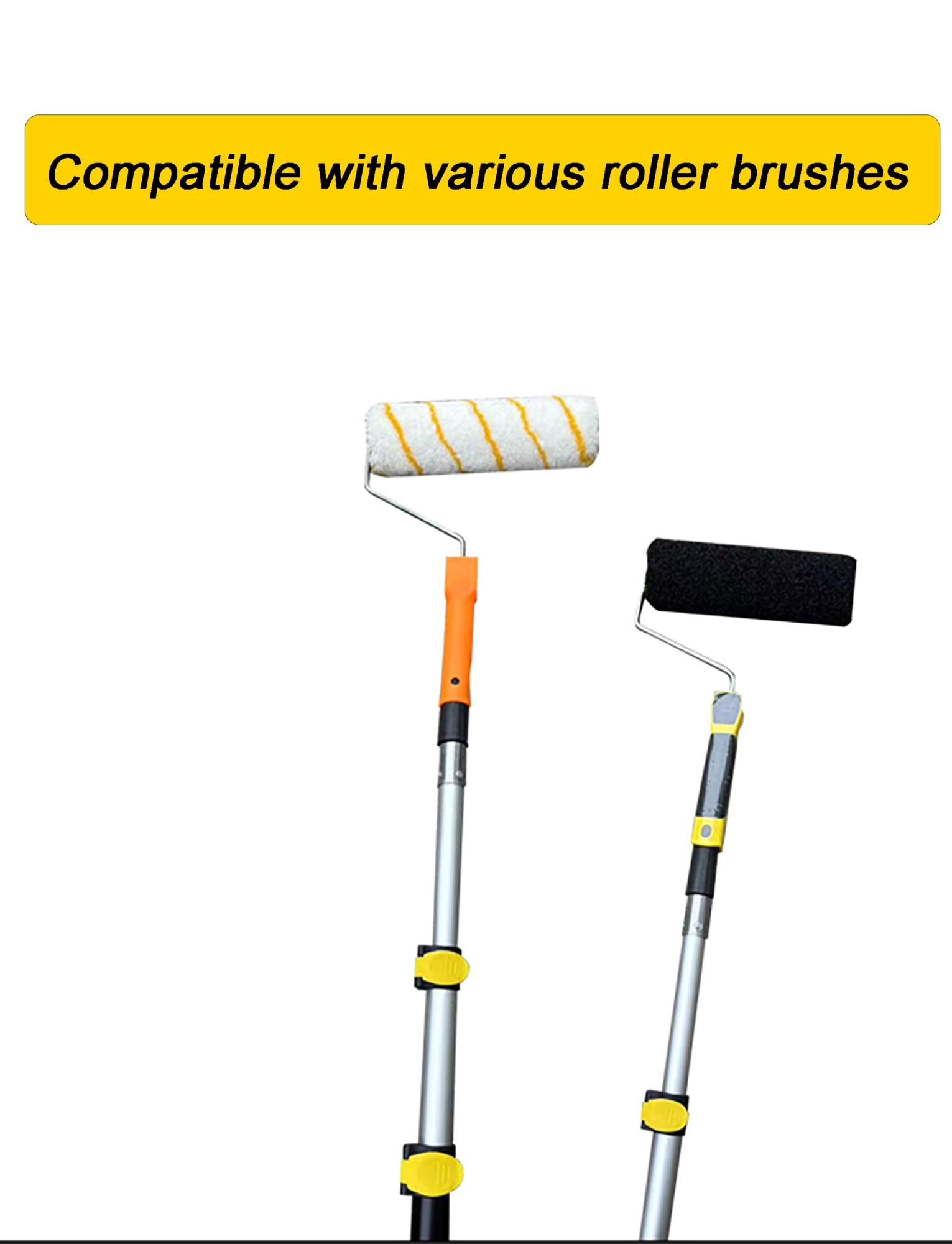 Rullo for pittura estensibile, asta telescopica in alluminio leggero | Multiuso for la pulizia di finestre, rulli for pittura, grondaie e tetti(81-210cm/31.9-82.7in)