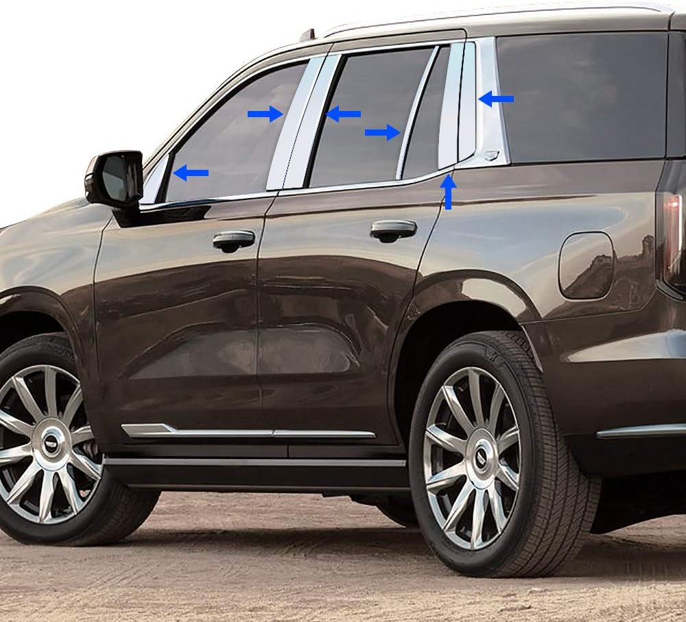 Tyger Auto Made in USA! Compatible with 2021-2025 Cadillac Escalade (Not ESV) Chrome Stainless Steel Pillar Post Trim 12 PCS