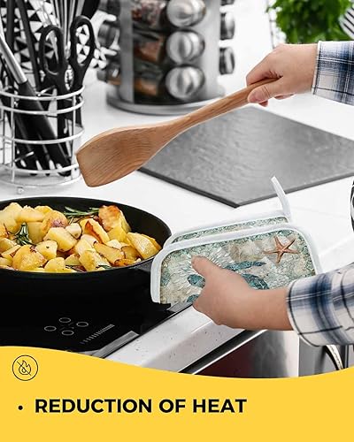 Miniatura 4 de Juego de 5 soportes para ollas con bucles para colgar, juego de agarradera de algodón resistente al calor, almohadillas calientes de cocina para