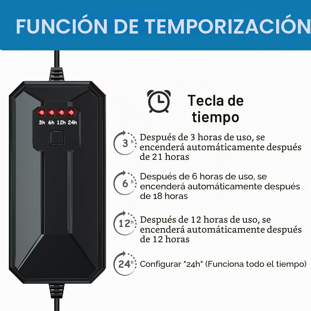 W Aclarador de agua ABS para acuario, Esterilizador UV 3/6/12/24 H con controlador de sincronización externo