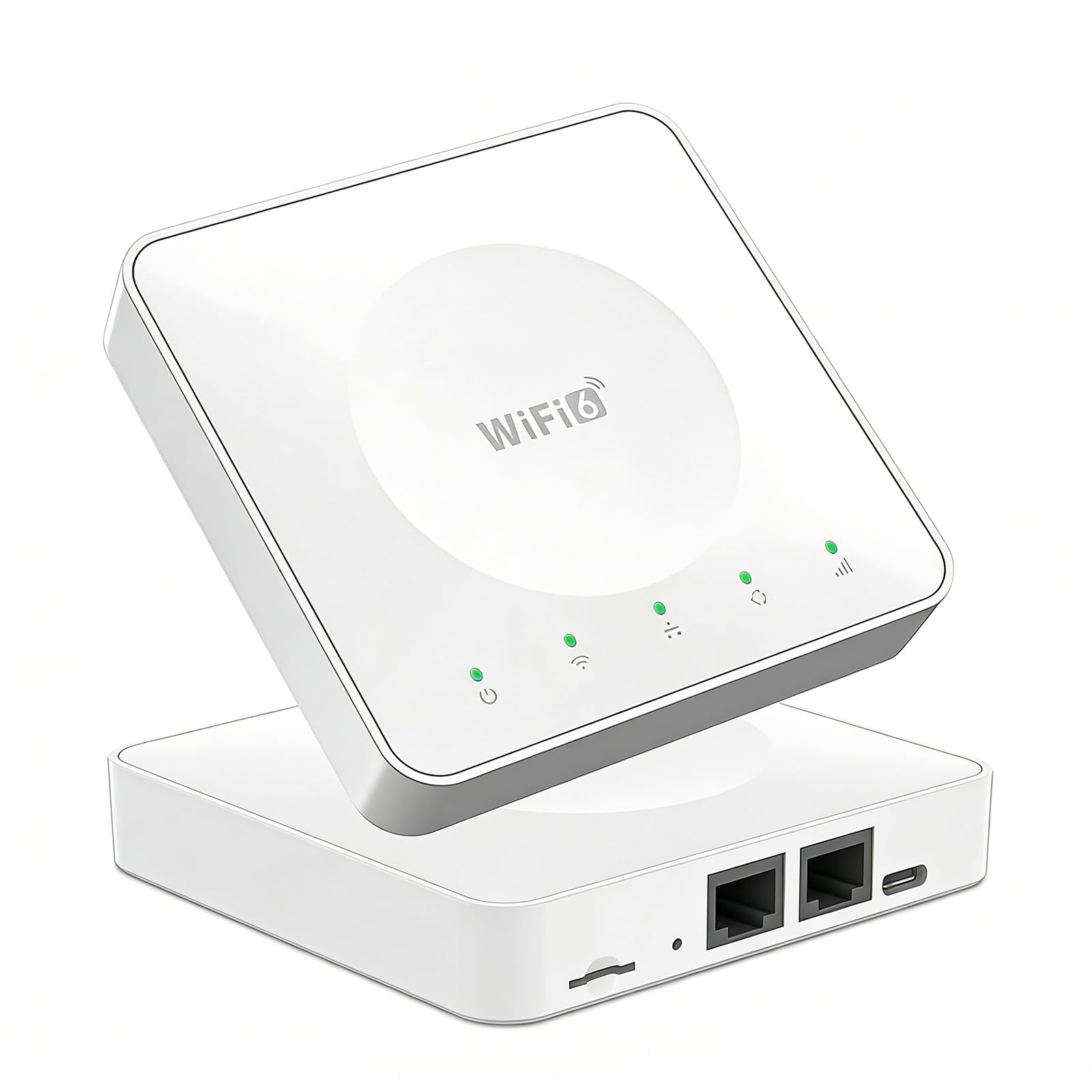 Tragbarer WiFi 6 4G Router Dualband Hotspot Unterstützt 32 Geräte USB‑C WPA3 EU-SIM kompatibel Integrierte Antennen für Homeoffice Camping
