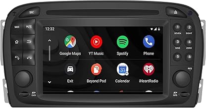 6.2 inch Android Touch Screen Upgrad for Mercedes SL R230 Radio CarPlay Full (Split) Screen Mirroring App Netflix YouTube TV Spotify Wi-Fi USB FM DVD Navigation Google Maps Vehicle Cameras (64GB)