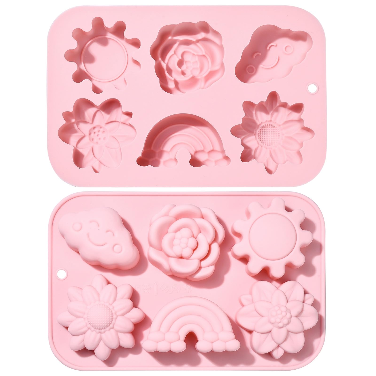UR URLIFEHALL 2 Pcs Silicone Moulds Rainbow Sun Flower Shaped Chocolate Moulds for Candy Homemade Fondant Cake Cookie Reusable Baking Moulds