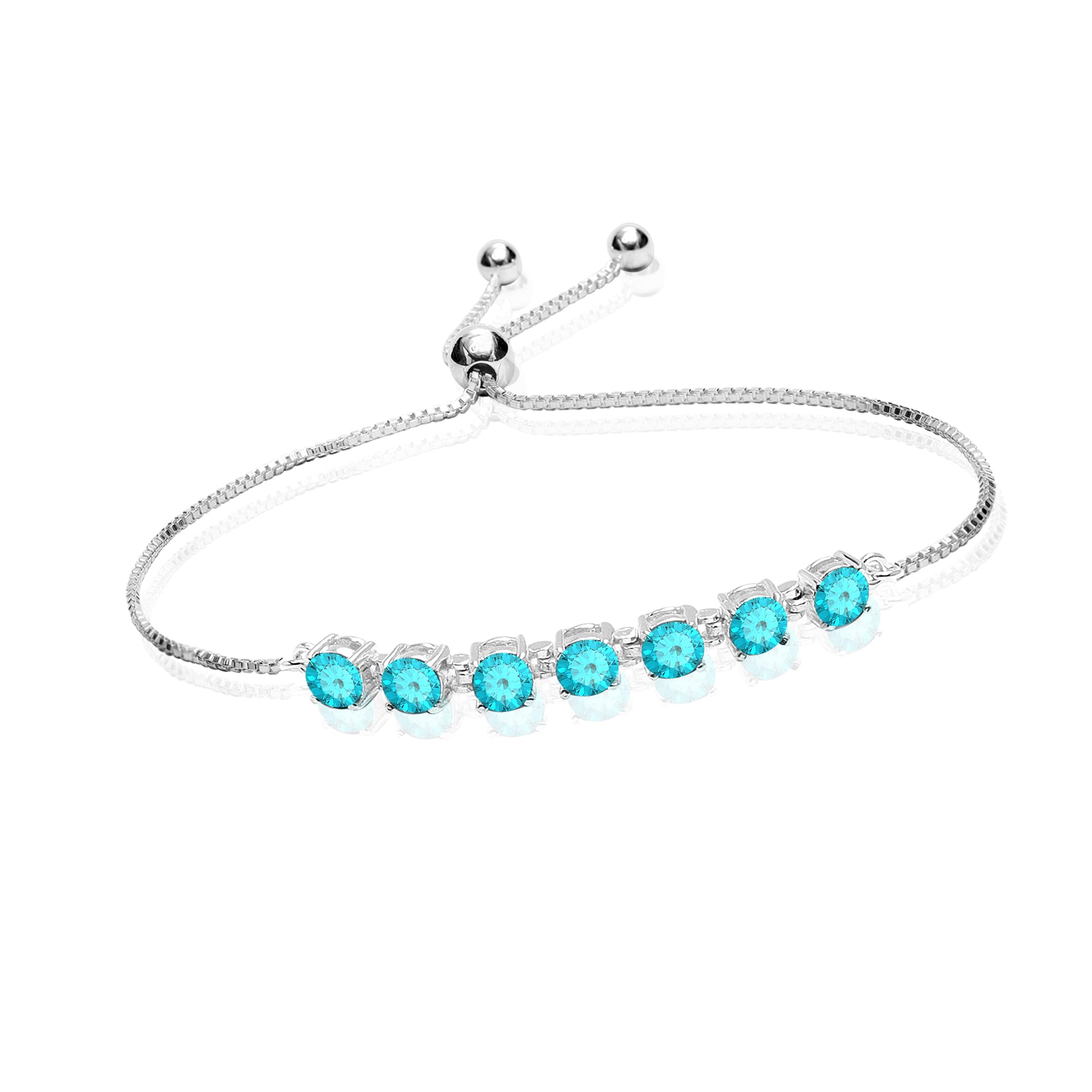 LeCalla 925 Sterling Silver BIS Hallmarked Adjustable Bracelet for Women and Girls, Blue Topaz Birthstone Gemstone Silding Bolo Bracelets (B0BH8FVK1Y) Amazon Price History, Amazon Price Tracker