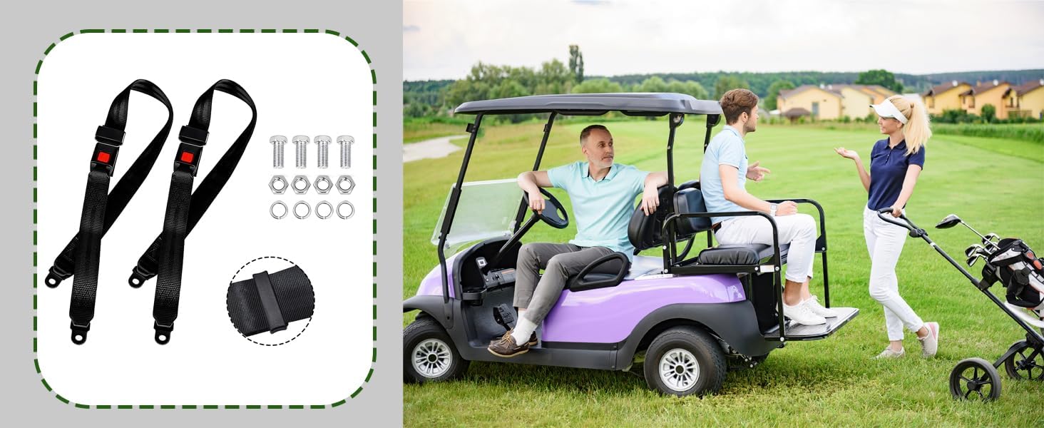 UBasic 2 Pack Universal Golf Cart Seat Belts Kit Adjustable Seat Belt for Club Car Yamaha Golf Cart