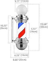 Vista 2 de Mini luz de poste de barbero de plata de 20 pulgadas