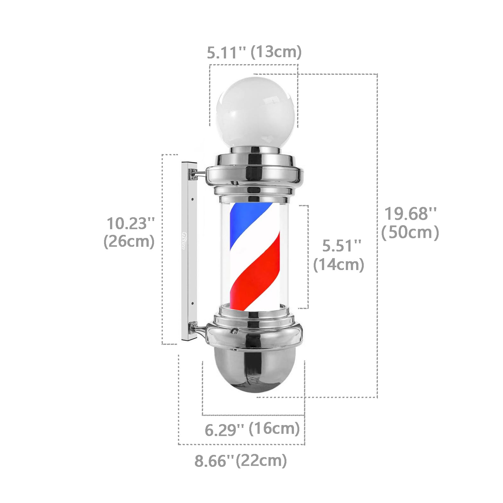 Amazon.com: WDZD 20'' Mini Silver Barber Pole Light : Office Products