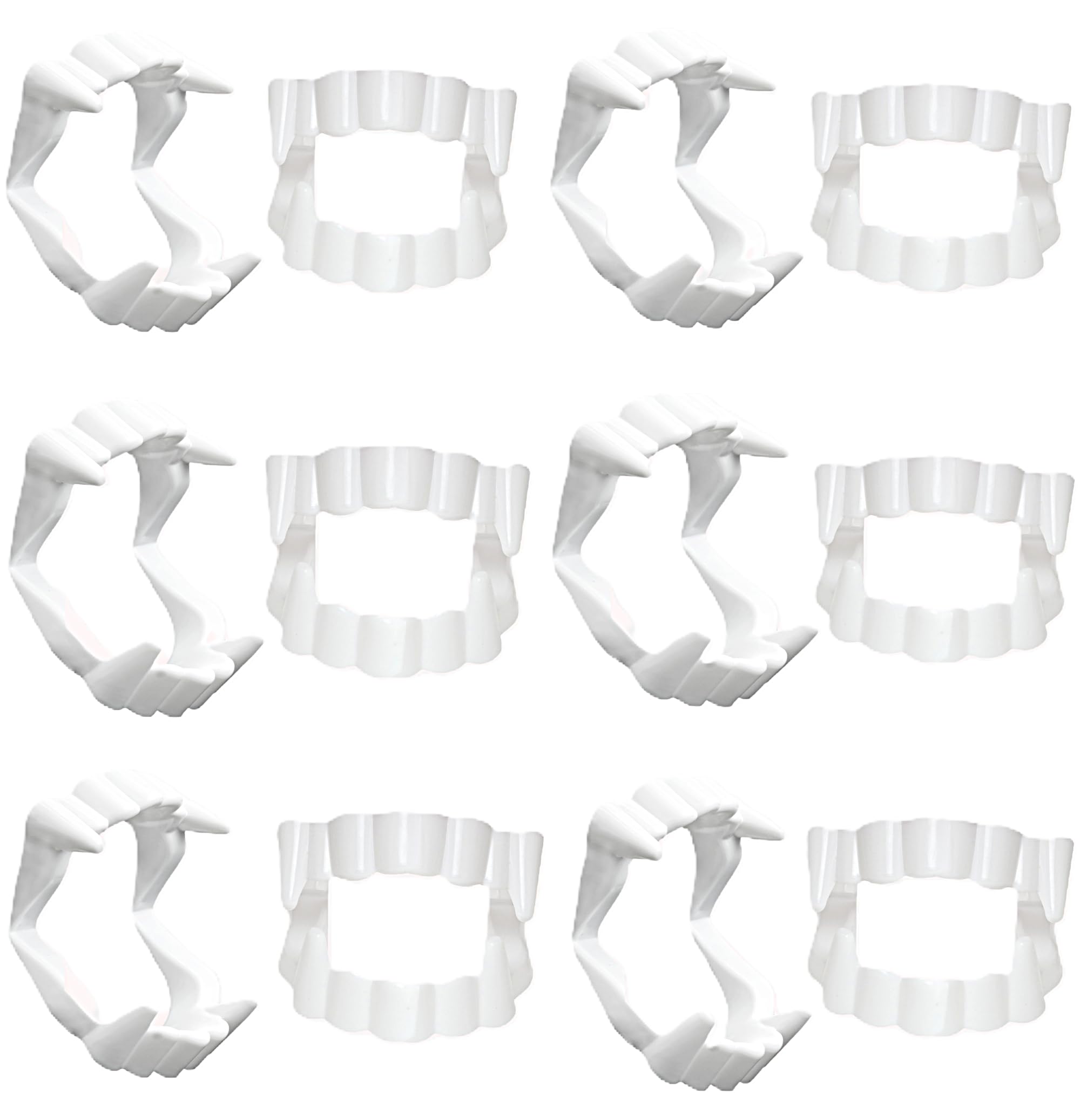 SkeleteenSkeleteen White Teeth Vampire Fangs - Sharp Dracula Monster Teeth for Halloween, Party Favors and Supplies - 12 Pack