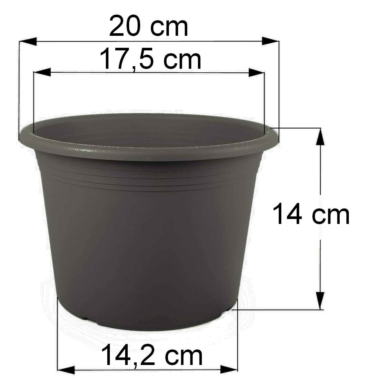 20 Runde Blumentopf-Aufsteller Aus Kunststoff – Schwarz, 20 Cm, Für Bessere Drainage