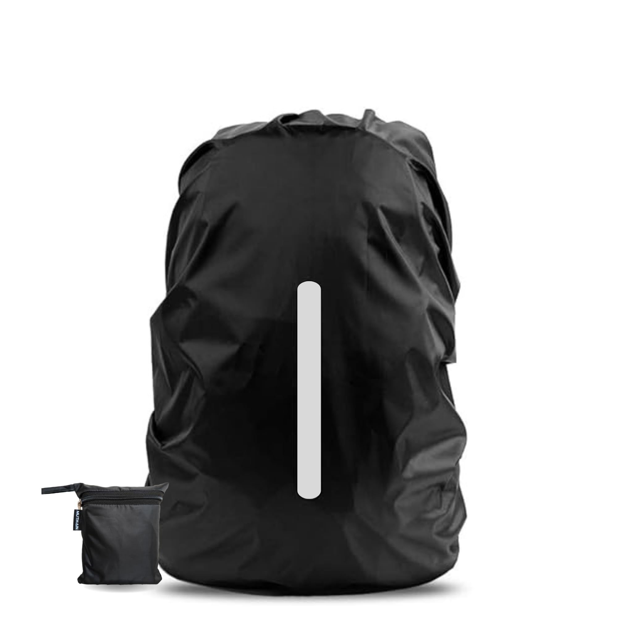 MUTMAIN Reflective Bag Cover Waterproof 25L to 35L Rain Cover for Backpack Schoolbag, Laptop Bag, Dust Proof, PU cotting Material (Reflective Black)