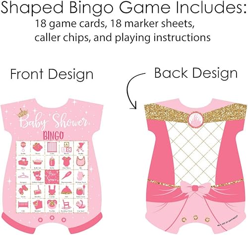 Miniatura 3 de Big Dot of Happiness Little Princess Crown - Tarjetas y marcadores de bingo con imágenes - Juego de bingo con forma de princesa rosa y dorado para