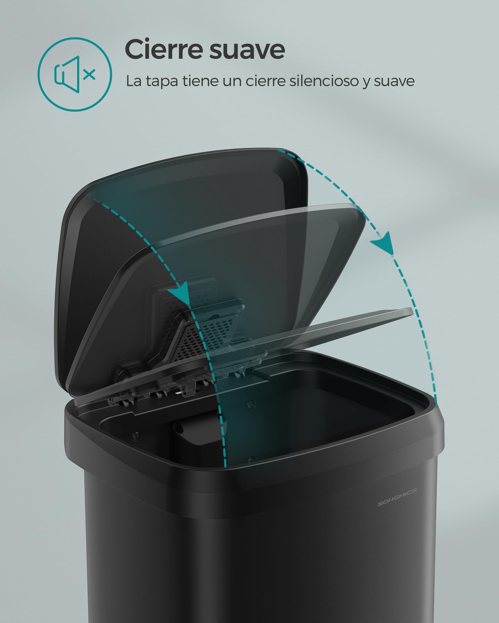 SONGMICS Cubo de Basura de Cocina, 50 L, Cubo de Basura de Metal con Pedal y Tapa, Alto y Grande, Negro LTB530B5002