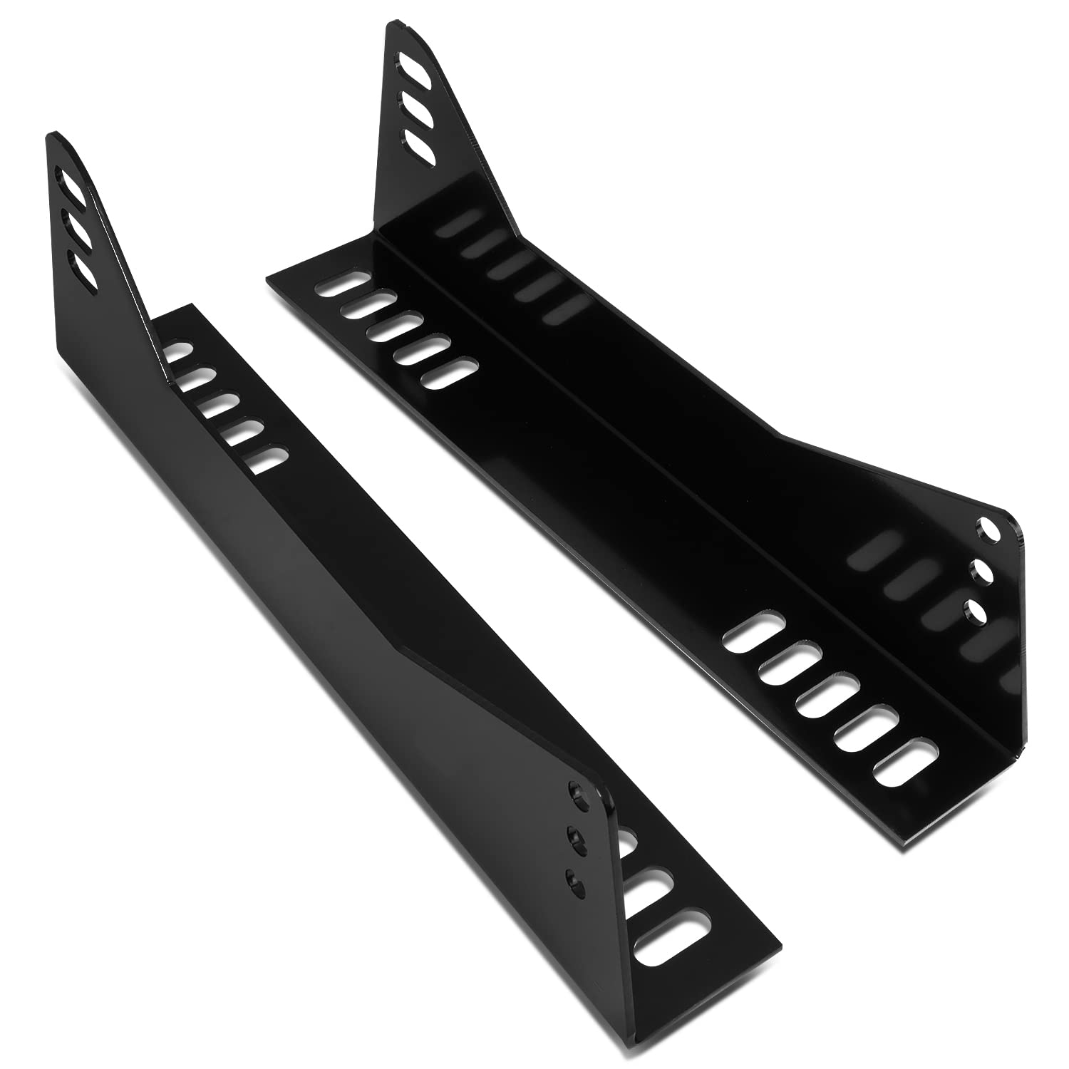 DNA MOTORING SMB-001 Pair of Mild Steel Adjustable Holes Bucket Seat Side Mounting Adapter Bracket Kit, Black