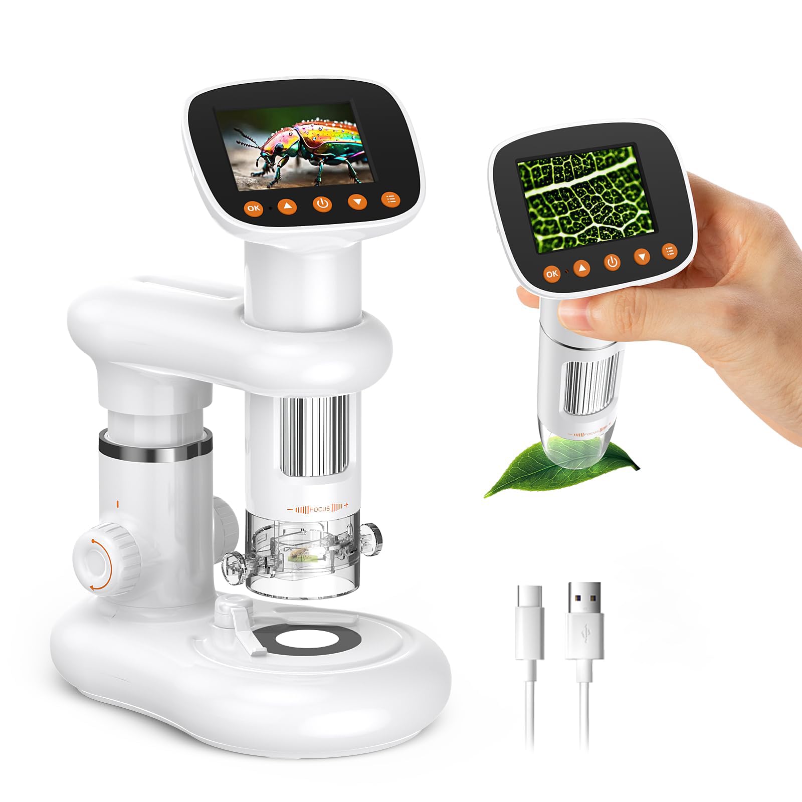 KASTWAVE Microscope for Kids, Handheld Digital Microscope D-MS1 with 2" IPS Screen - Take Pictures & Videos - Download to PC & Mac - 1000X Pocket Microscope, Used Birthday for Kids