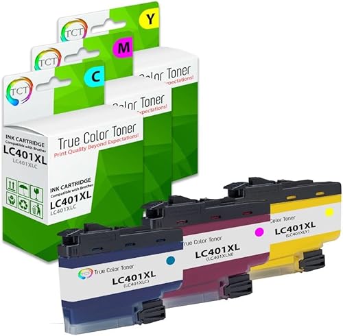 Miniatura 10 de TCT Cartucho de tinta de repuesto prémium compatible con impresoras Brother LC401XLBK LC401XLC LC401XLM LC401XLY de alto rendimiento funciona con