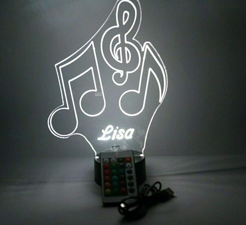 Miniatura 7 de MIRROR MANIA Notas musicales triples, instrumento musical, cantante, jugador, luz nocturna, grabada con LED, nombre personalizado, regalo