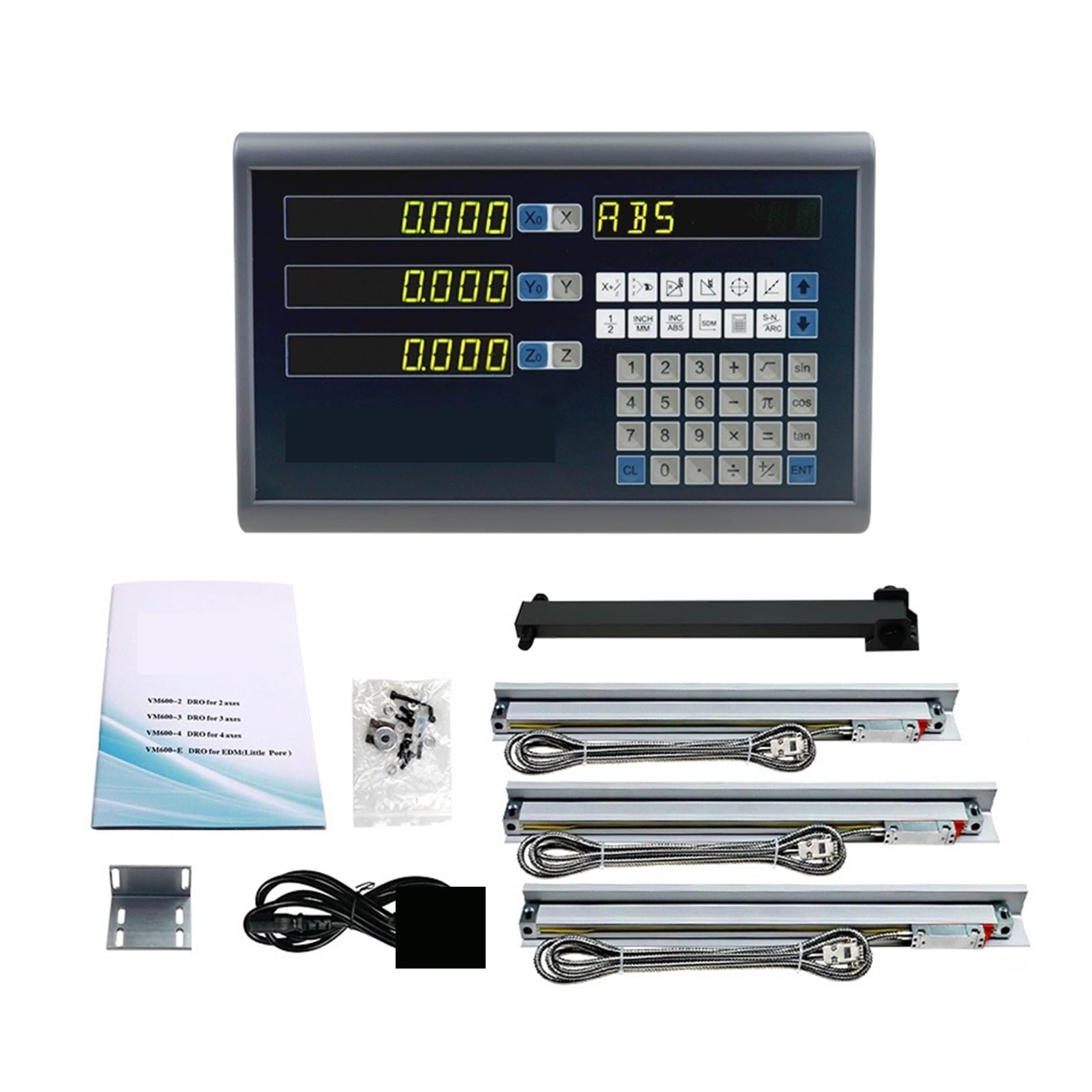 DISIROU Linear Scale Encoder, 3 Axis Set/Kit for Lathe Milling Machines Digital Readout + Linear Encoders 5U Scale Measuring 50 to 1000mm Travel Length for Lathe Milling(Only one 3 axis DRO)