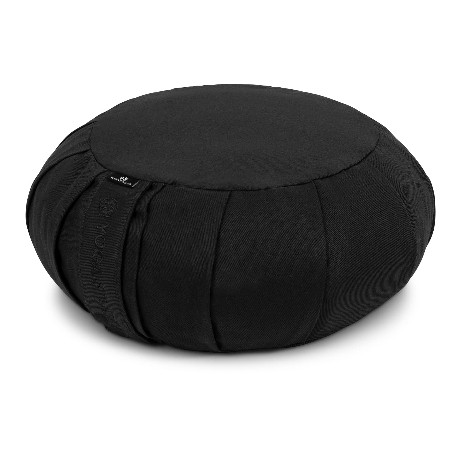 Yoga Studio Unisex's YS/EU/Zafu/okrągła/poduszka/B europejska poduszka organiczna - 35 x 18 cm, bawełniana poszewka na grykę, wbudowany uchwyt do noszenia. Akcesoria do jogi - czarny, regularny