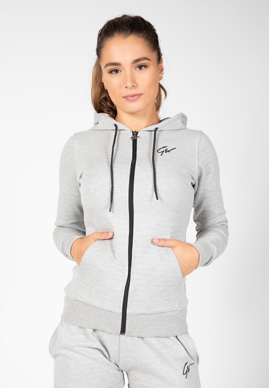 Gorilla Wear Pixley Zipped Hoodie - czarna - lekka funkcjonalna górna część sweter z zamkiem błyskawicznym do uprawiania sportu, na co dzień, na czas wolny, trening, wygodna, oddychająca, z bawełny i