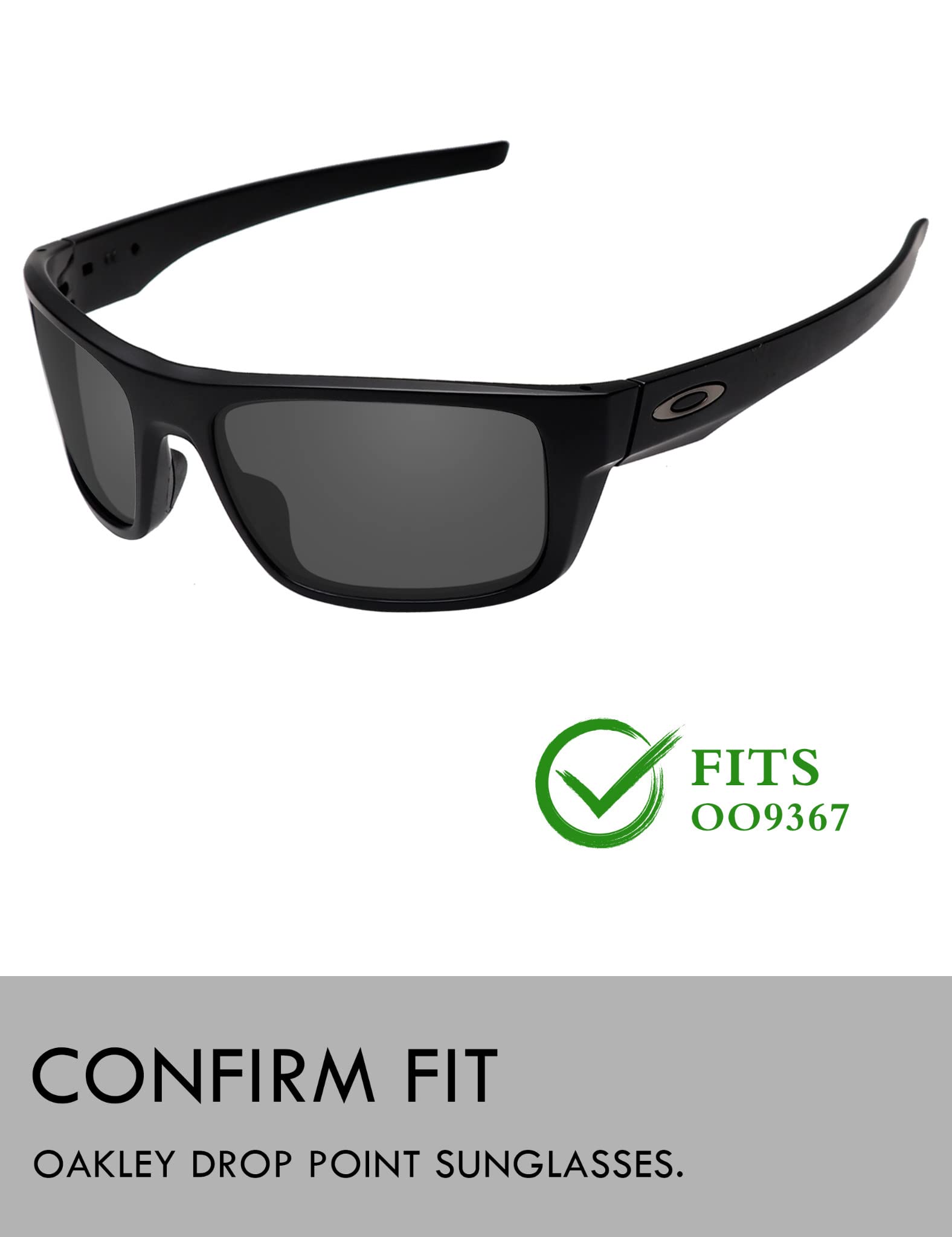 Raydi Lenti di ricambio in policarbonato e naselli per occhiali da sole rettangolari Oakley Drop Point OO9367