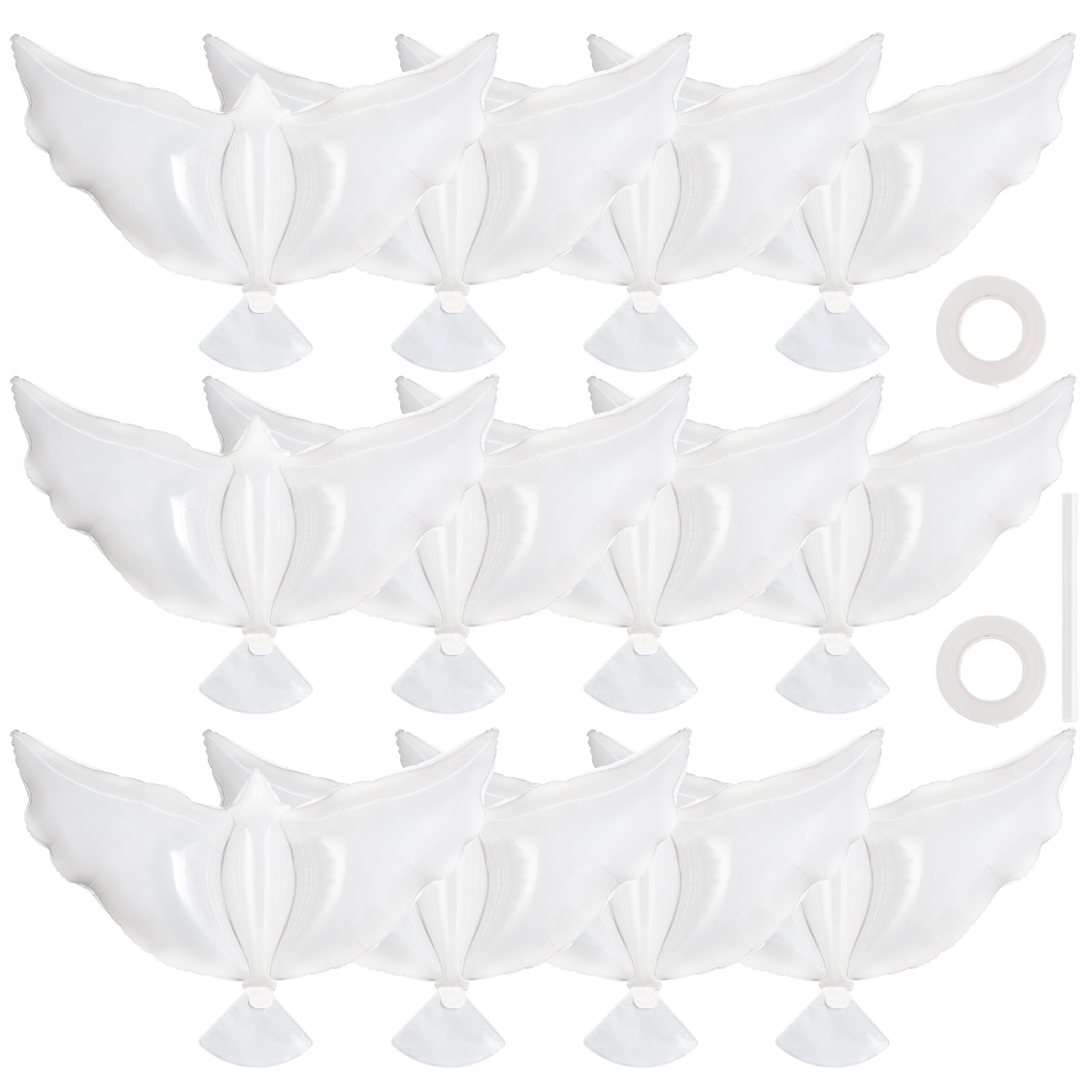 Photo 1 of 12 Pcs Peace Dove Balloons, 41 Inch Large Foil Memorial Balloon to Release in Sky, Condolence Funeral Balloons, Pigeon Shape Balloon for Wedding Engagement Ceremonies Party Decorations