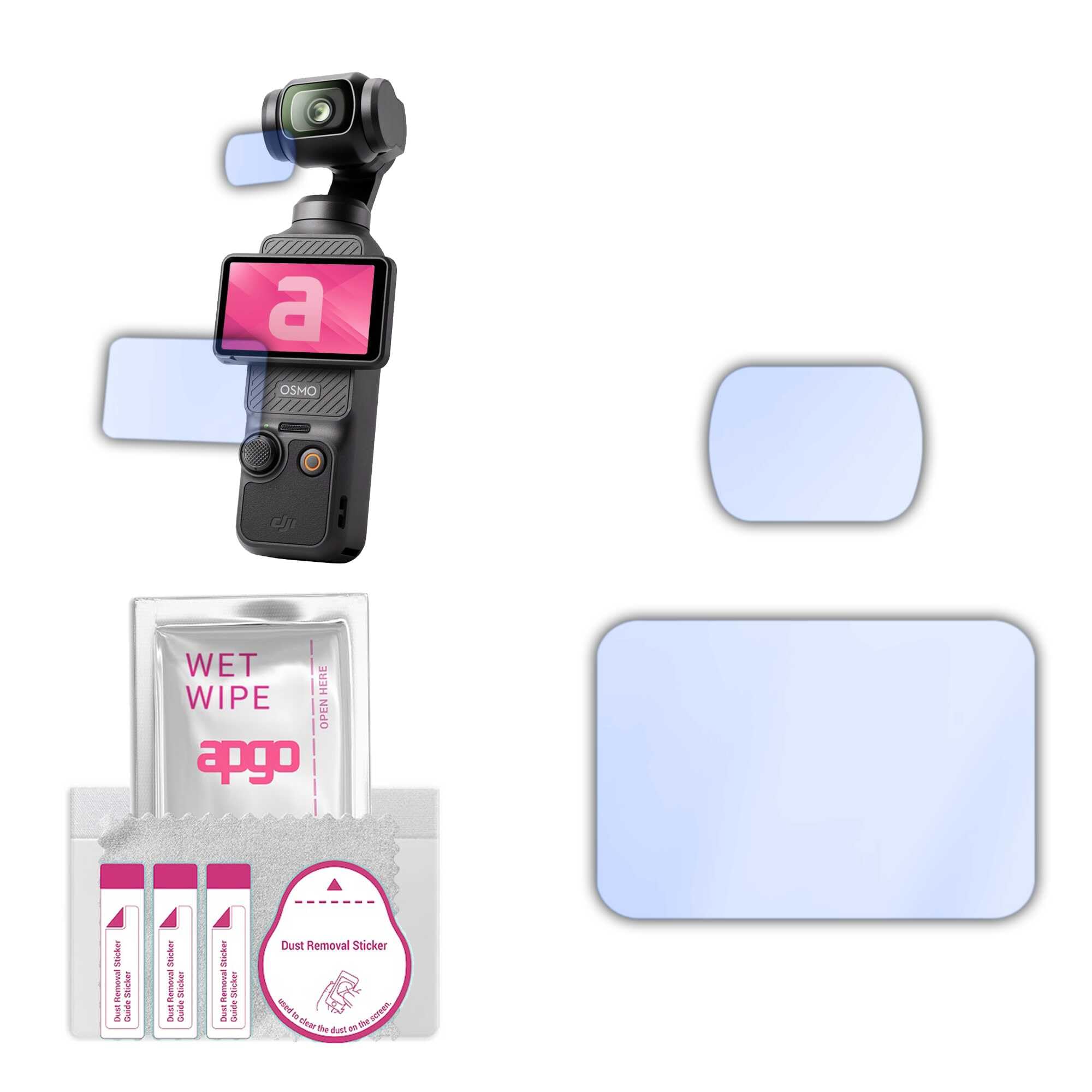 apgo Hybrid Glass 9H Screen Protector dla DJI Osmo Pocket 3, szkło hybrydowe 9H, zamiennik hartowanego
