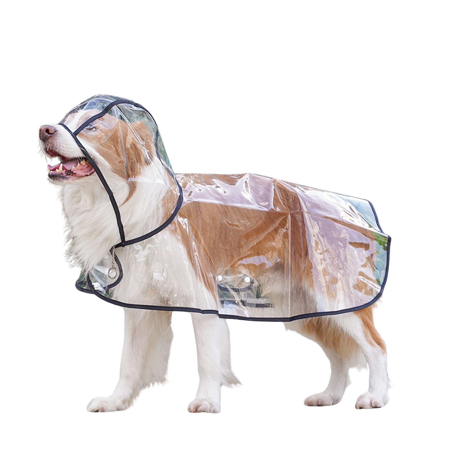 Fully Transparent Dog Cloak Raincoat,Ultra Light Hooded Dog Poncho Jacket,Pet Waterproof Cape Rainwear for Samll Medium Large Dogs_4XL(Black)