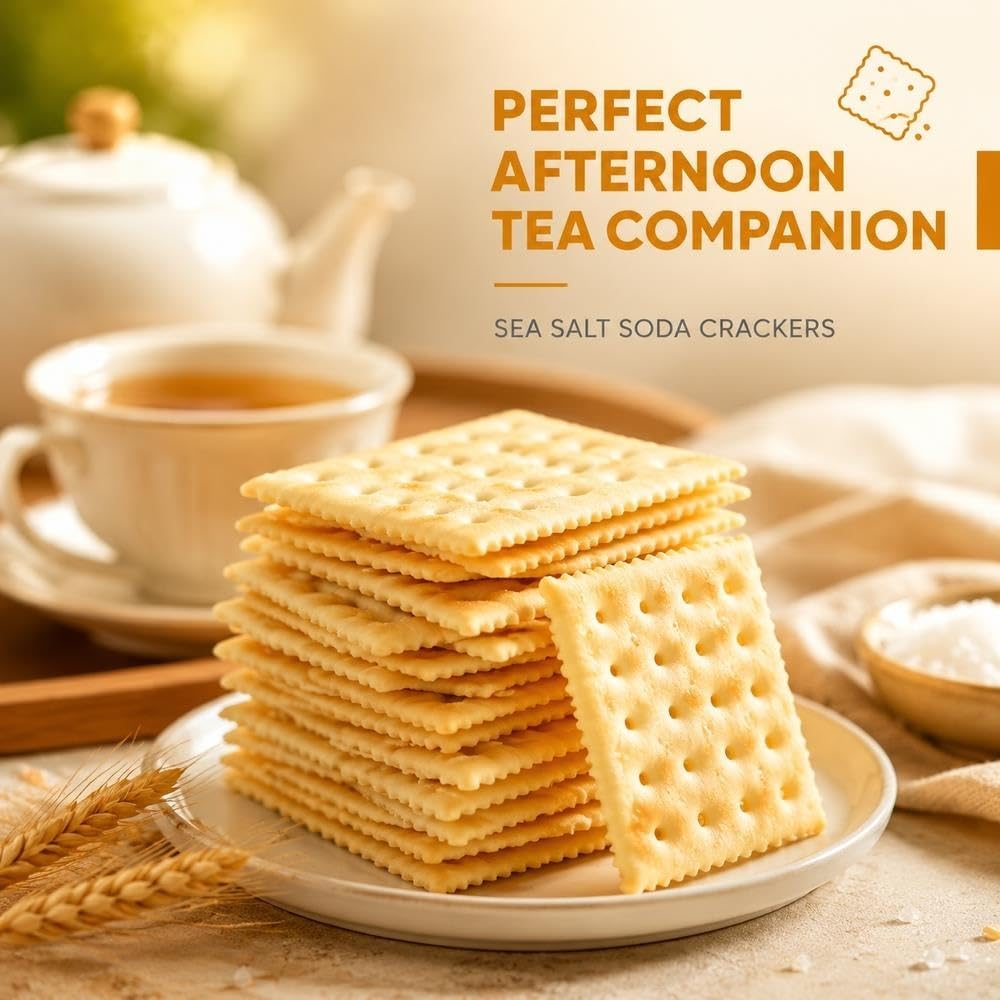 Galletas de soda con sal marina, snack crujiente sin freír 500 g