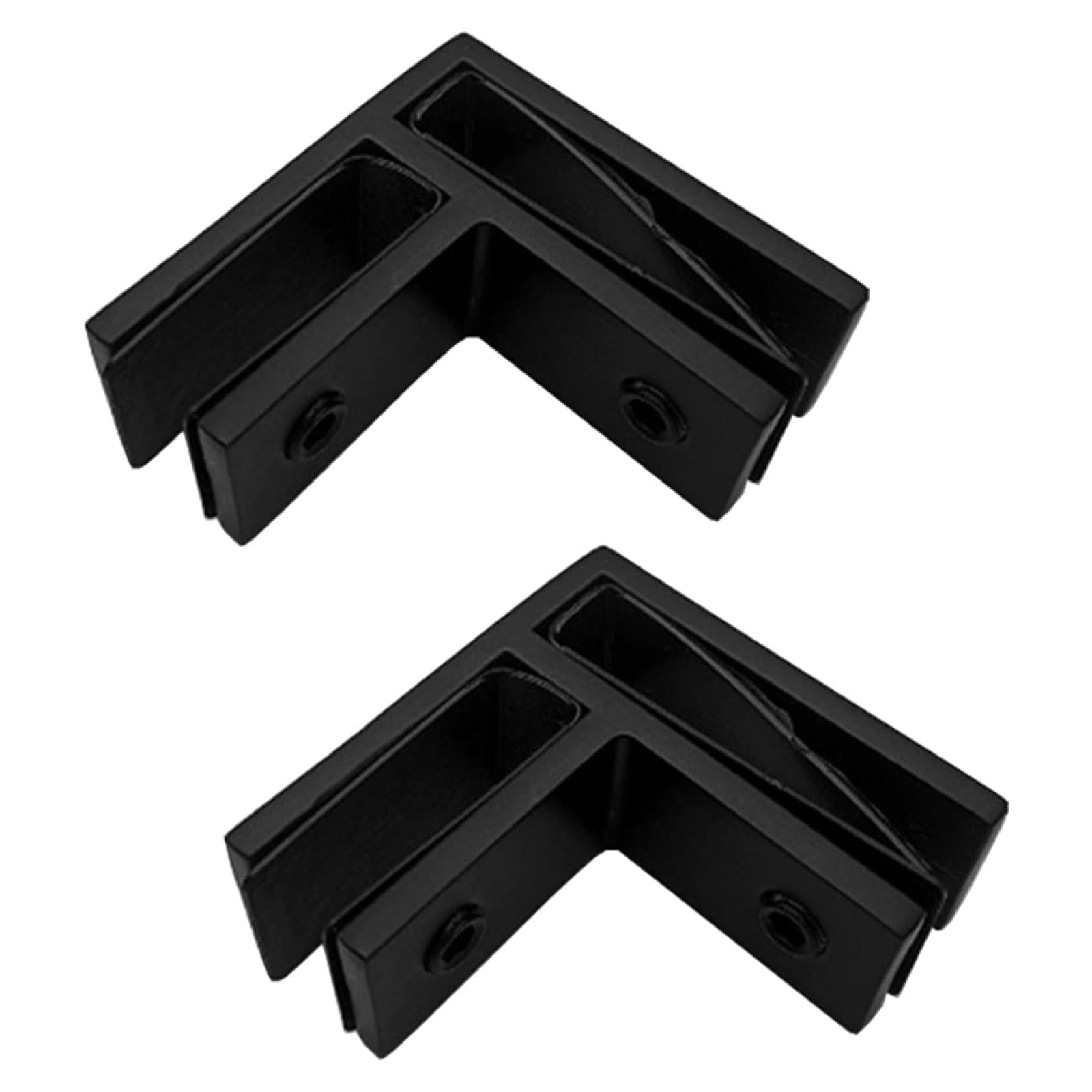 2 abrazaderas de vidrio a vidrio de 90 grados, abrazadera de barandilla, soporte de panel de barandilla, acero inoxidable, negro mate, apto para paneles de vidrio de 10 a 12 mm de grosor