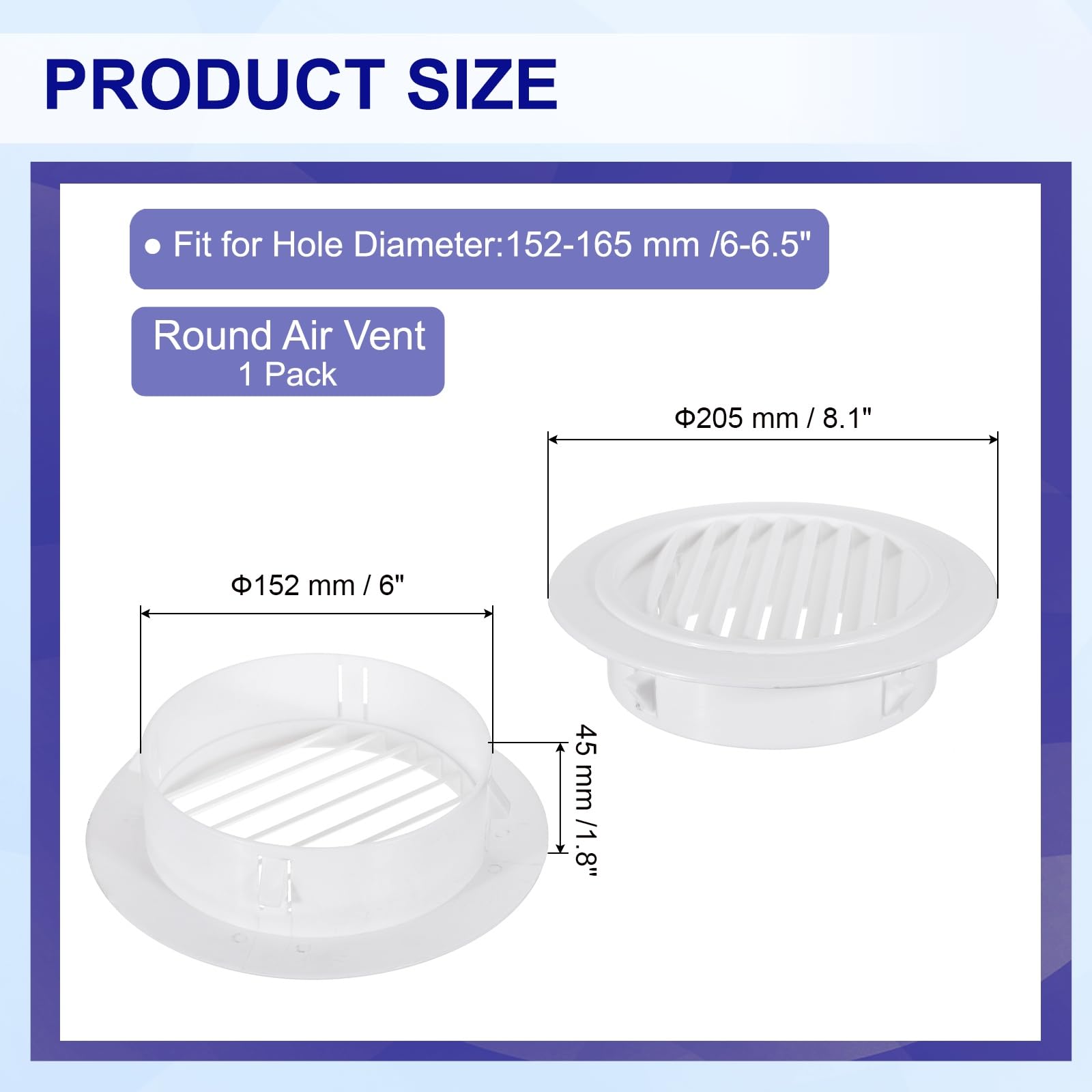 PATIKIL Round Air Vent 6" (152mm) - Image 2