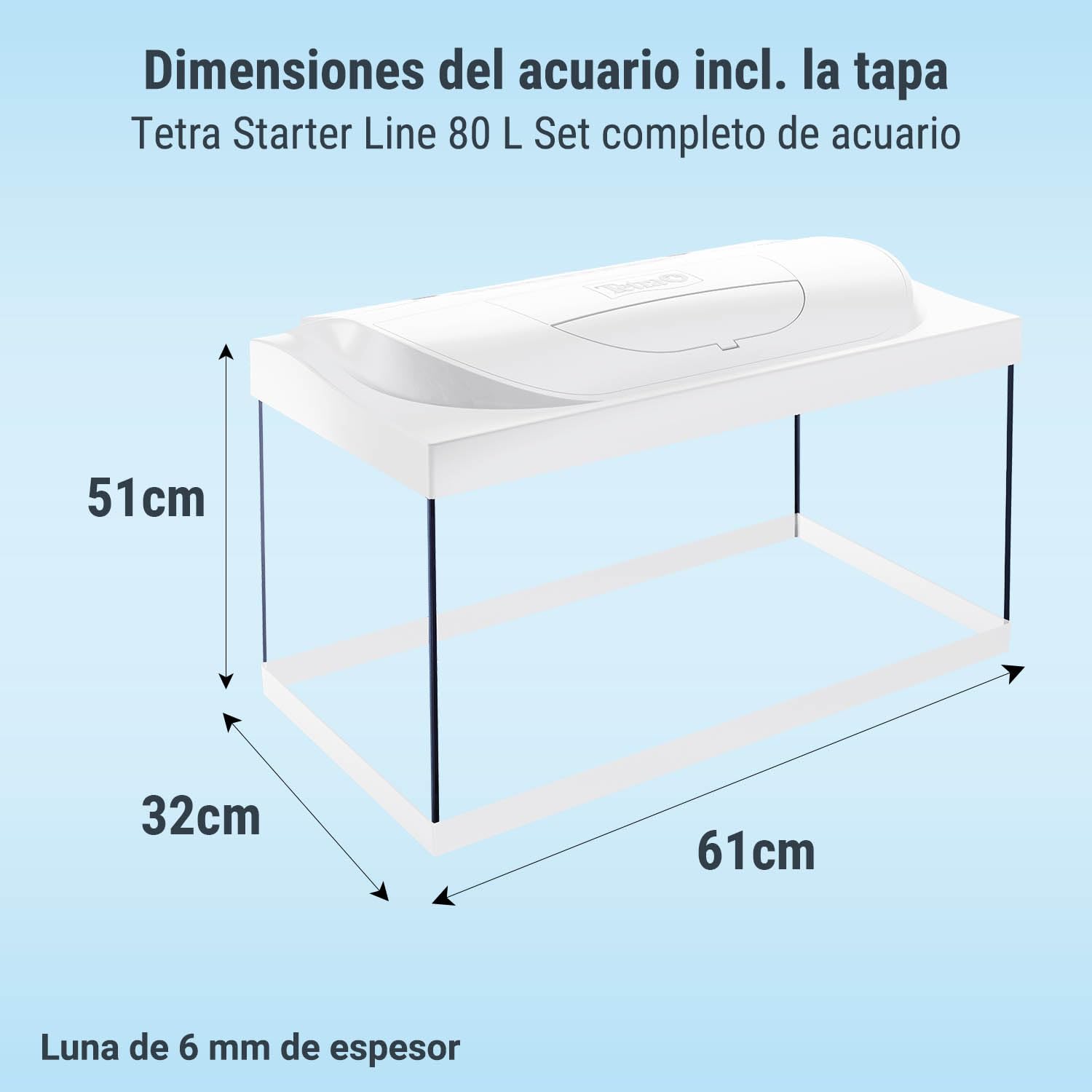 Tetra Starter Line LED 80L Acuario de Inicio Blanco, Bombilla LED con Modo luz Diurna/Nocturna