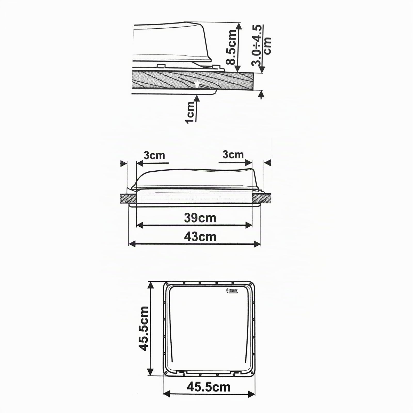 Fiamma Turbo Vent Oblò per aerazione Polar Control con termostato, 40 x 40 cm, per roulotte o camper