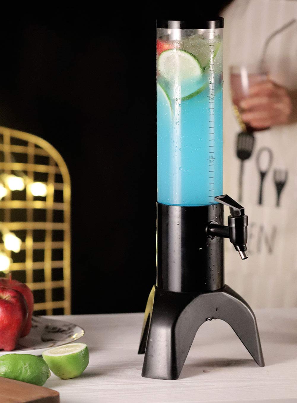 Dispensador Agua, dispensador Torre Cerveza con Grifo, dispensador Bebidas con núcleo Hielo, Transparente