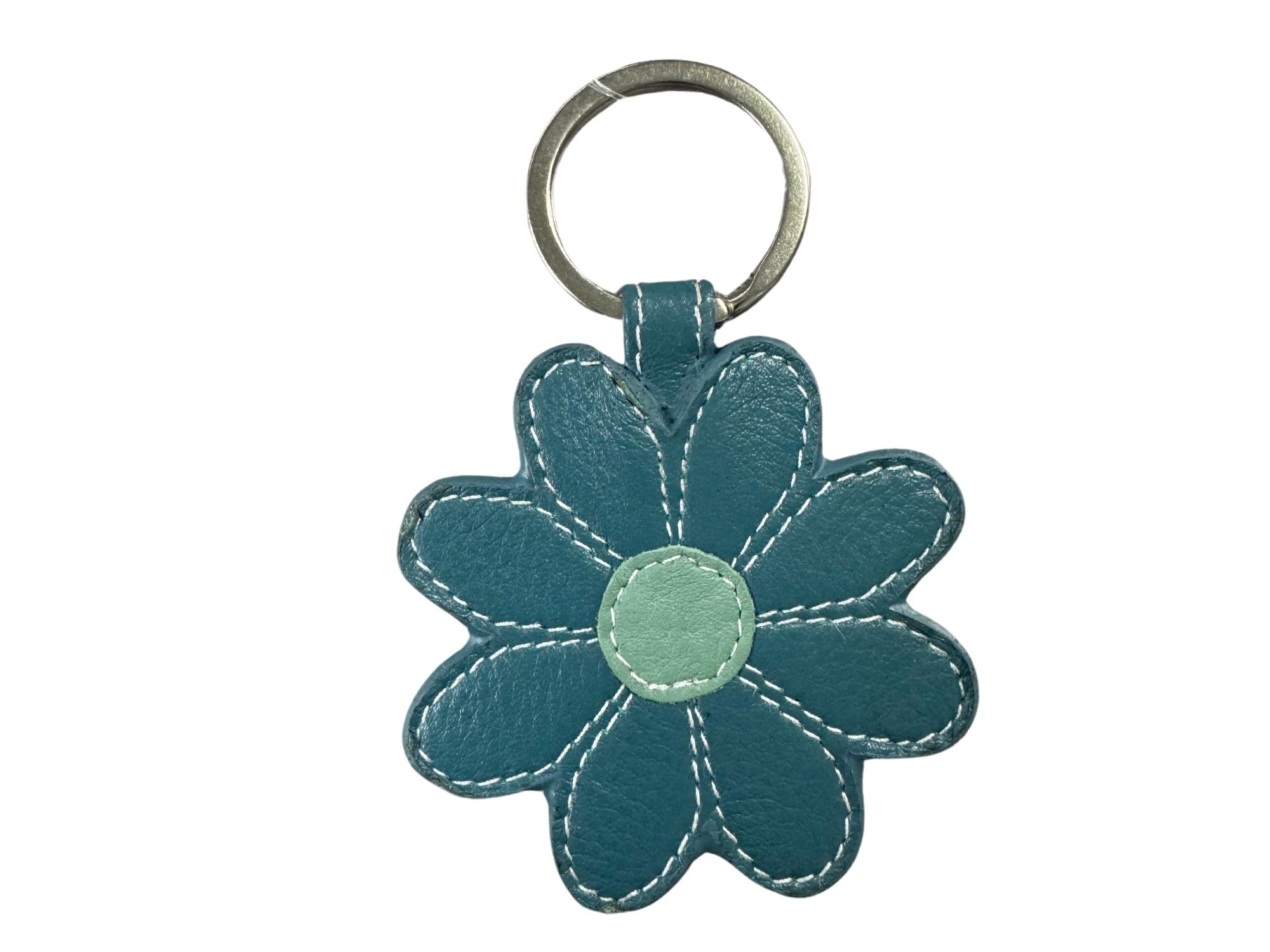 Mala Leather Women's Teal Highland Cow Face Leather Keyring