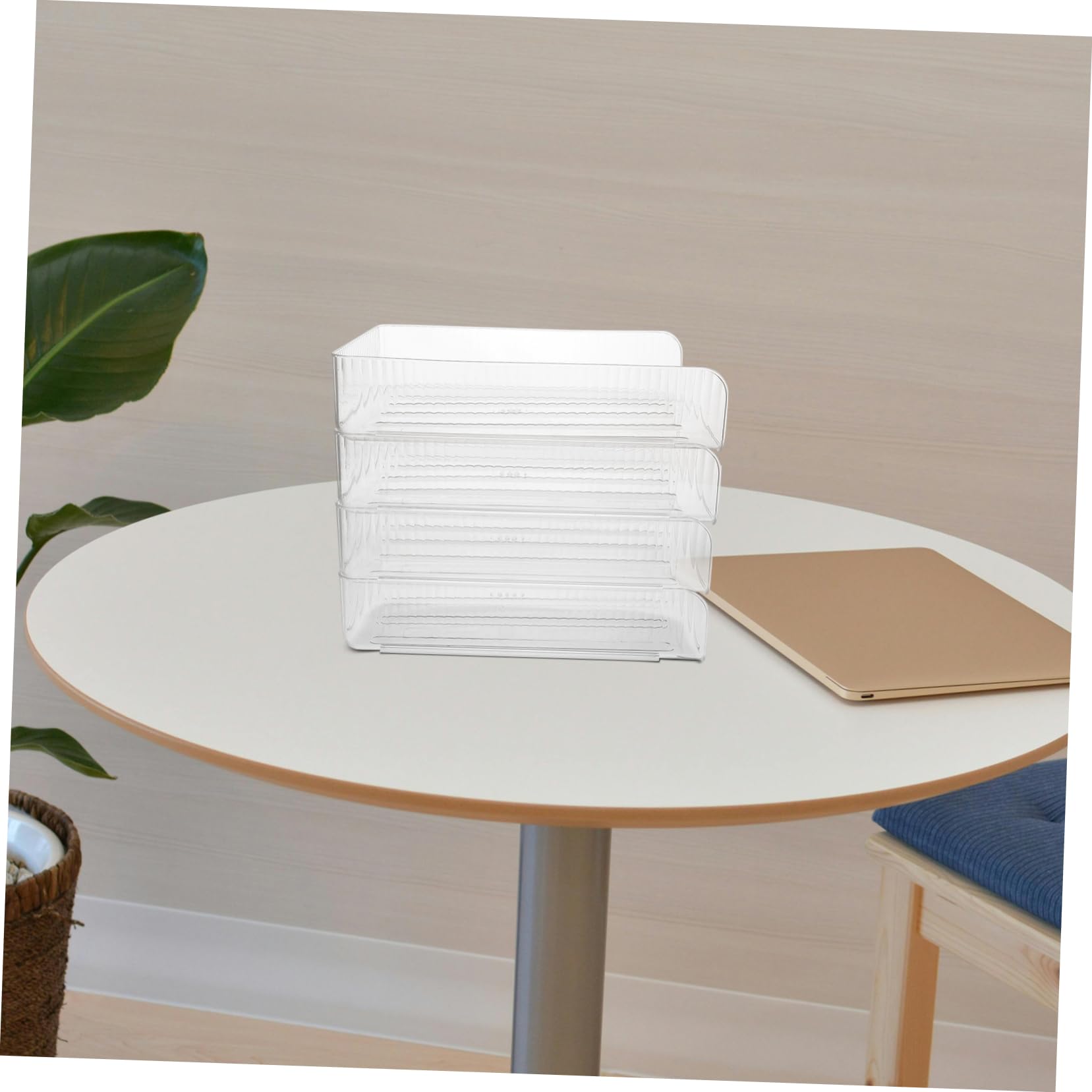 Veemoon 4pezzi Vassoio Portaoggetti in Plastica Trasparente Per Ufficio Organizer Da Scrivania Per Documenti e Libri Soluzione Di Archiviazione e Stoccaggio Per Forniture Da Scrivania