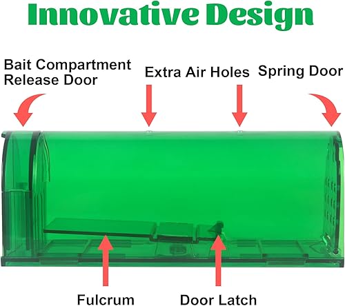 Miniatura 2 de Trampas para ratones grandes y humanas reutilizables para interiores y exteriores, seguras para niños y mascotas y no matan para pequeños roedores,