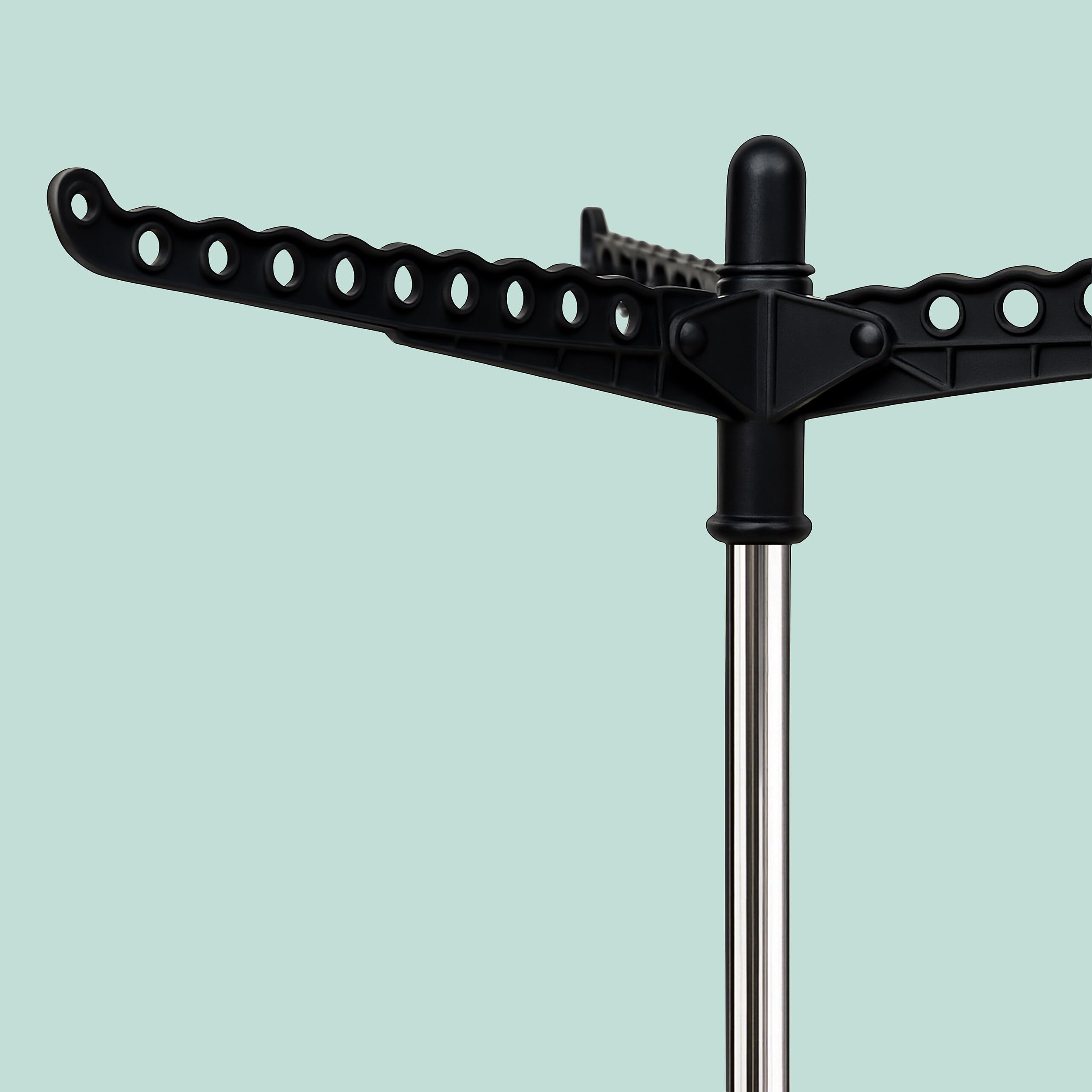 Tendedero abatible Relaxdays, para 27 Perchas, resiste hasta 15 kg, secador, Medidas: 143 x 56 cm, Negro/Plateado