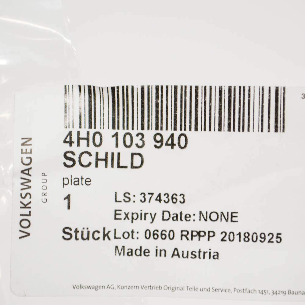 Emblema AUDI para cubierta/tapa de motor A4 A6 A8 Q5 Q7 06C103940B
