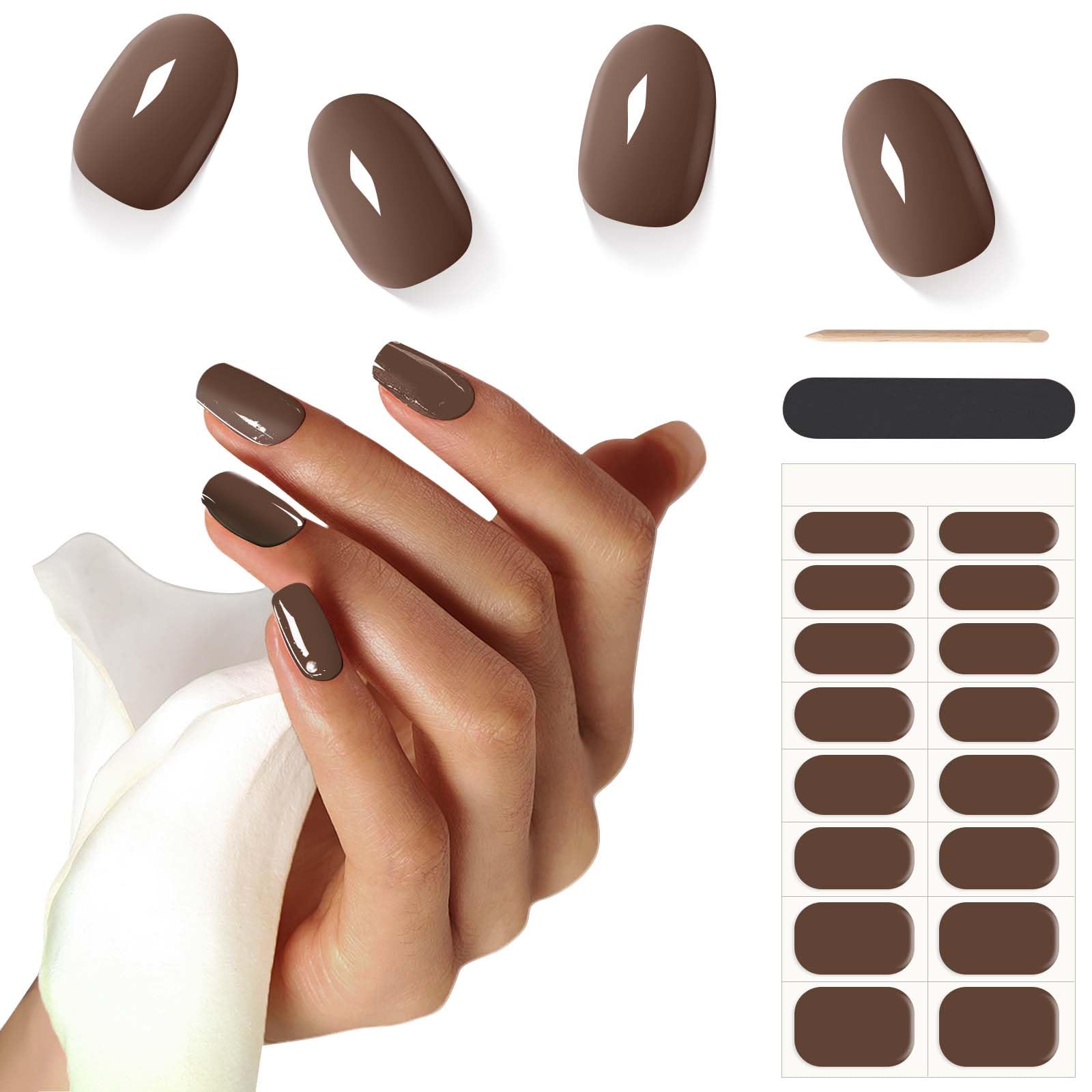Stellastar Gel Nail Stickers 16pcs Semi Cured Strips UV Light Required Gel Nail Wraps Long Lasting & Easy to Use (HP17)
