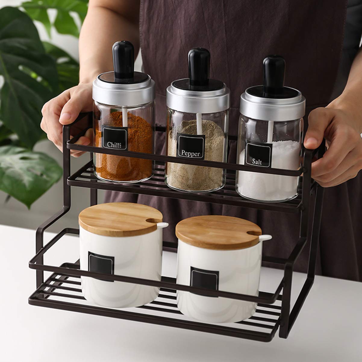 Cabilock Étagère De Rangement Gain De Place Porte-épices Organisateur De Petits Objets Pour Cuisine Étagère Pour Ustensiles De Rangement