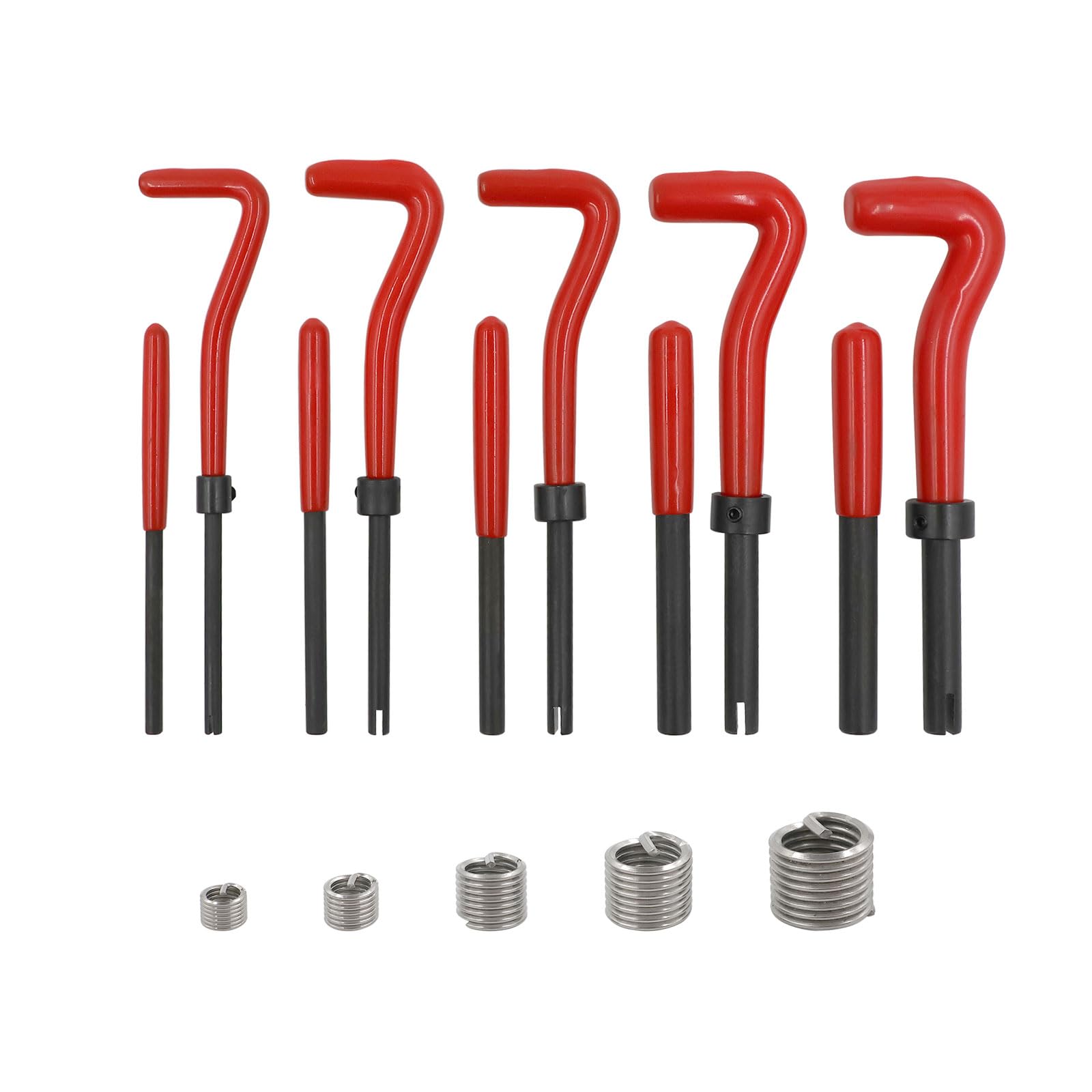 Kit di riparazione per filettatura, 131 pezzi, con inserti M5, M6, M8, M10, M12, manicotti, strumenti di riparazione filettatura, inserti filettati