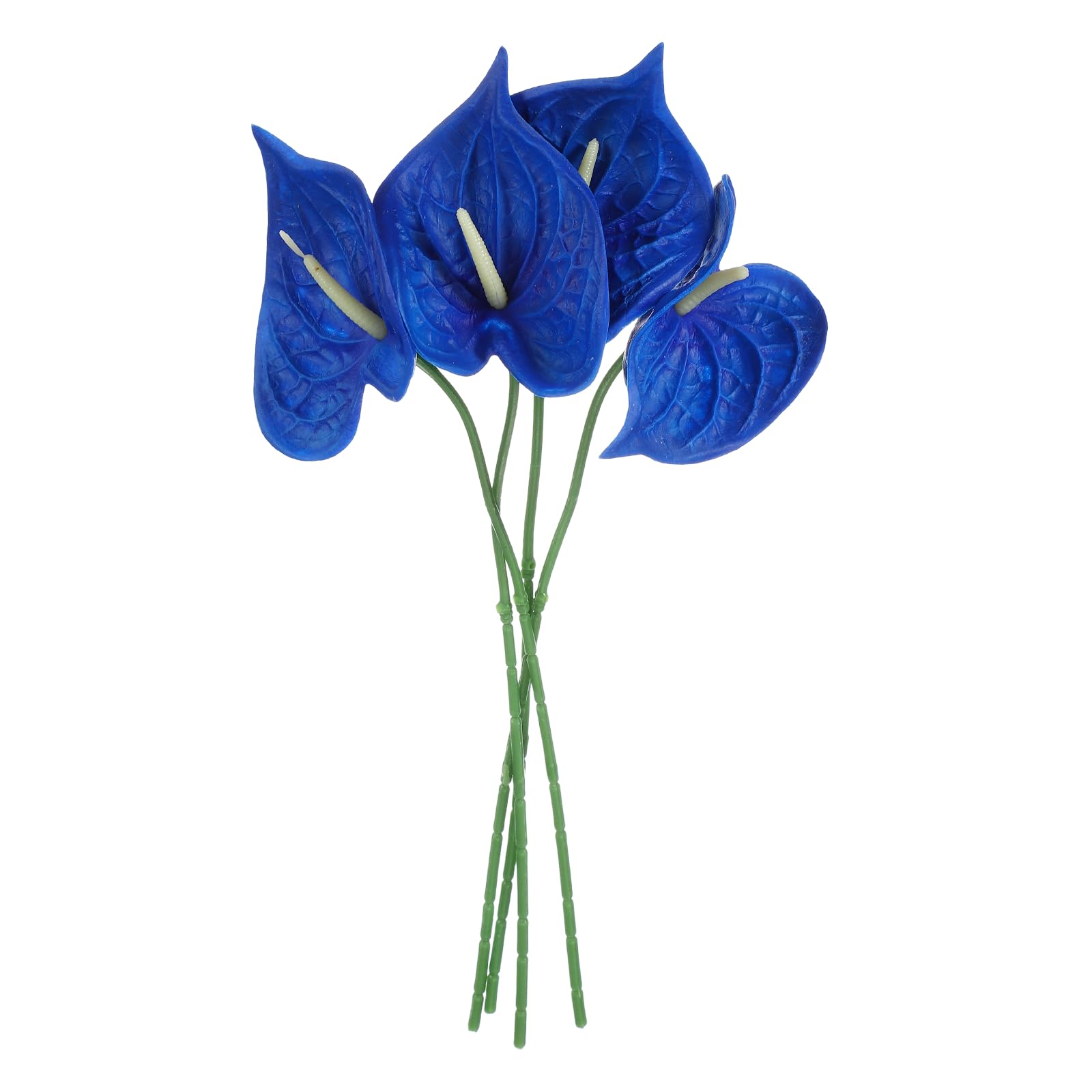 sourcing map 4Pcs 11inch Artificial Anthurium Lily Flowers, Permanent Flower Bouquet for Home Arrangements Wedding Festival Decoration Crafts Store Decor Accessories, Sapphire