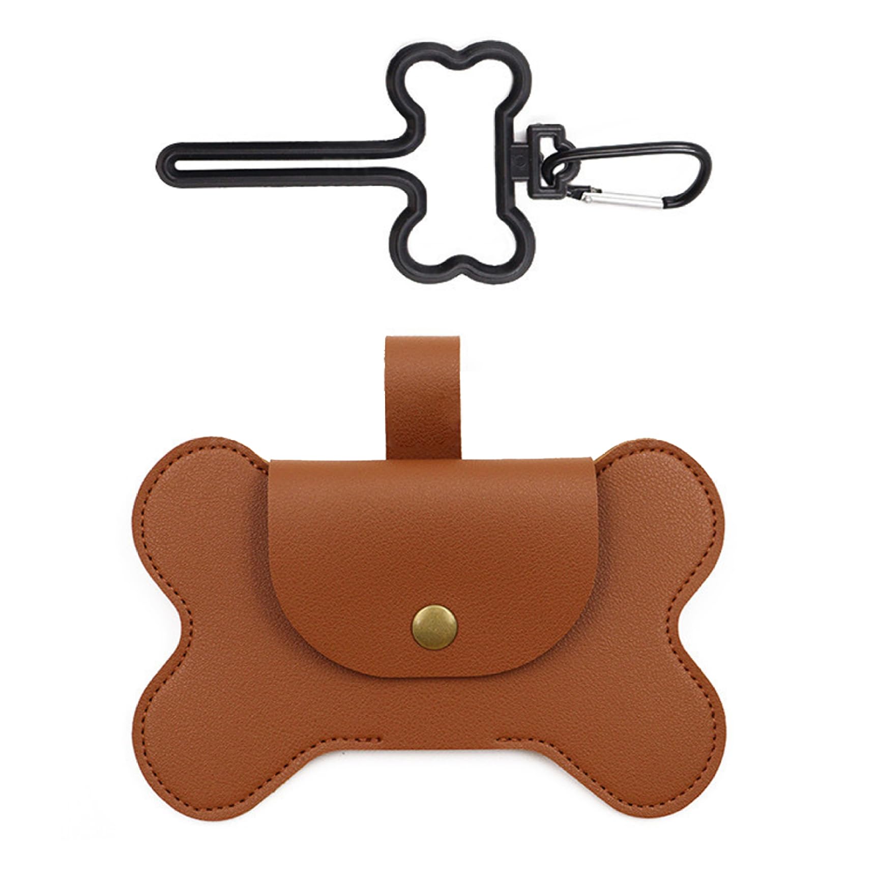 HoveeLuty Dog Poop Bag Dispenser, Leather Poop Bag Holder, Dog Waste Dispenser Brown, Rabbit Garbage Carrier for Walking poo holder poo