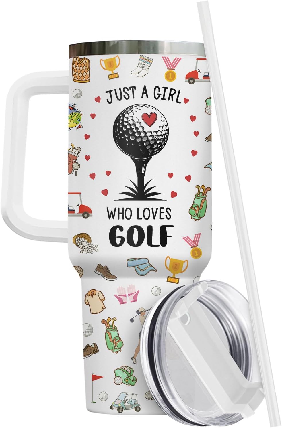 34HD Golf Tumbler 40oz with Handle, Just a Girl Who Loves Golf Sports Gift image 3