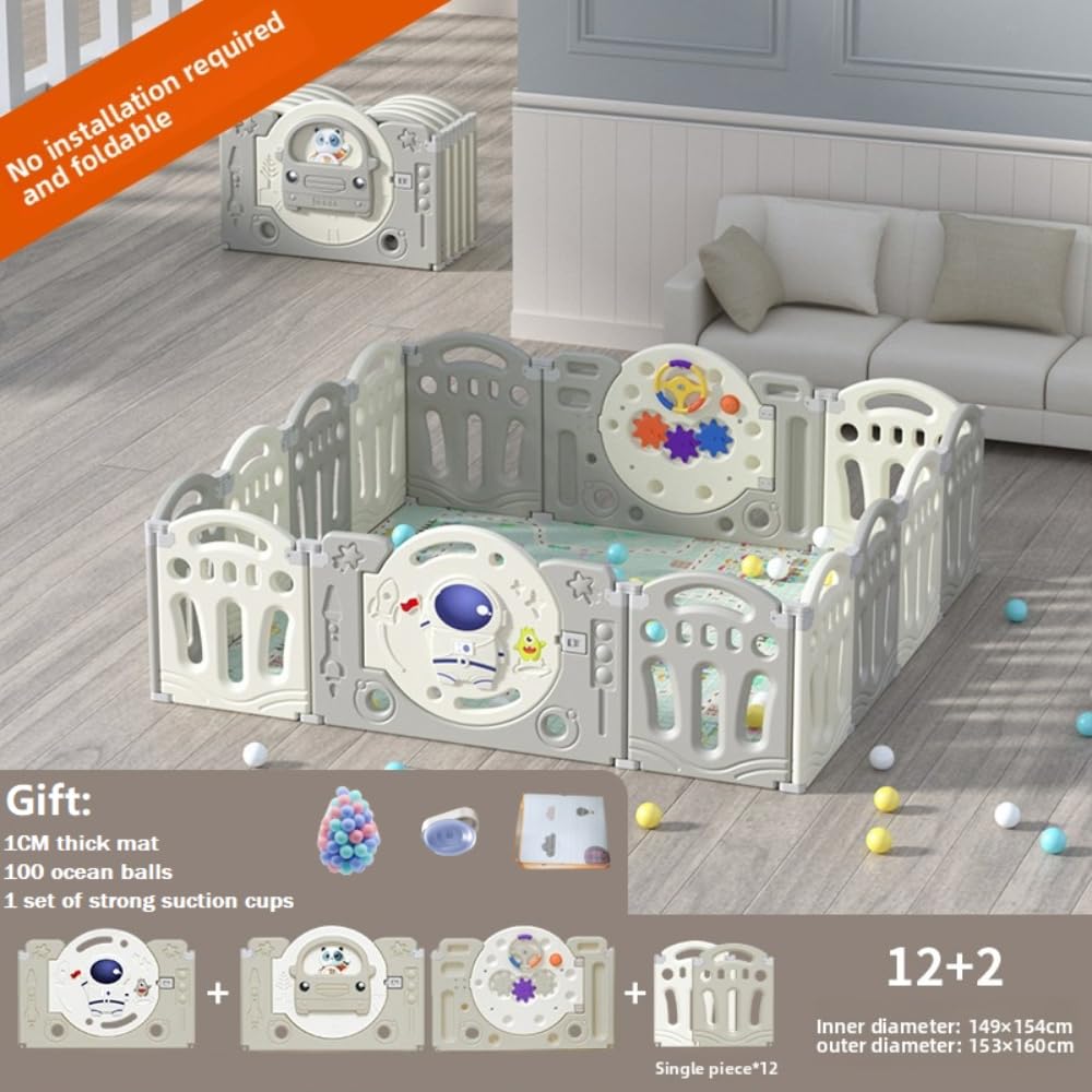 Parc Bébé Sécurisé Pliable Astronaute, Accessoires Complets Inclus | Design astronaute ludique,structure stable et sécurisée.Espace de jeu confortable pour bébés et tout-petits