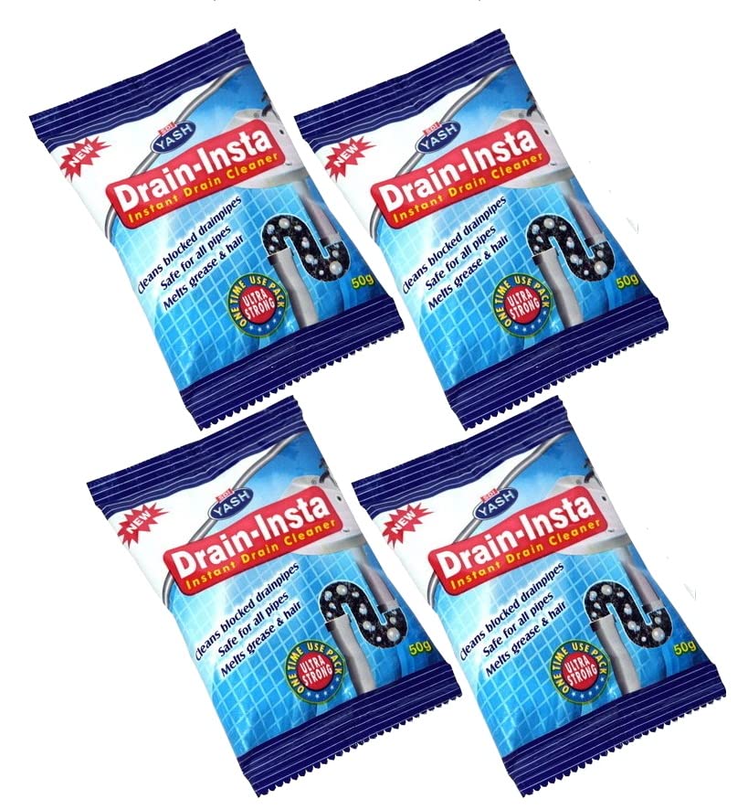 MMR Making Marvelous Drainex Drain-Insta All Pipe Safe Drain Cleaner powder Clear Clogged Sinks & Pipes 50gm, Pack Of (4)