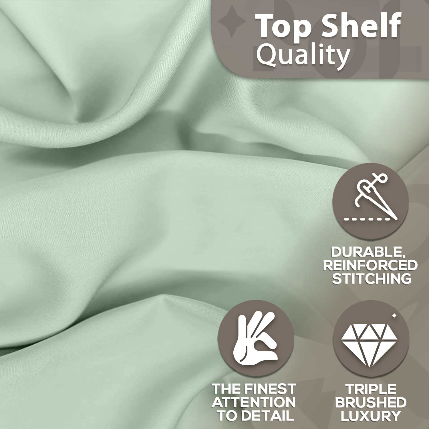 4-Piece Bamboo Viscose Sheet Set - 500 Thread Count, Oeko-Tex Certified, Deep Pocket 17", Sage Green (Full Size)