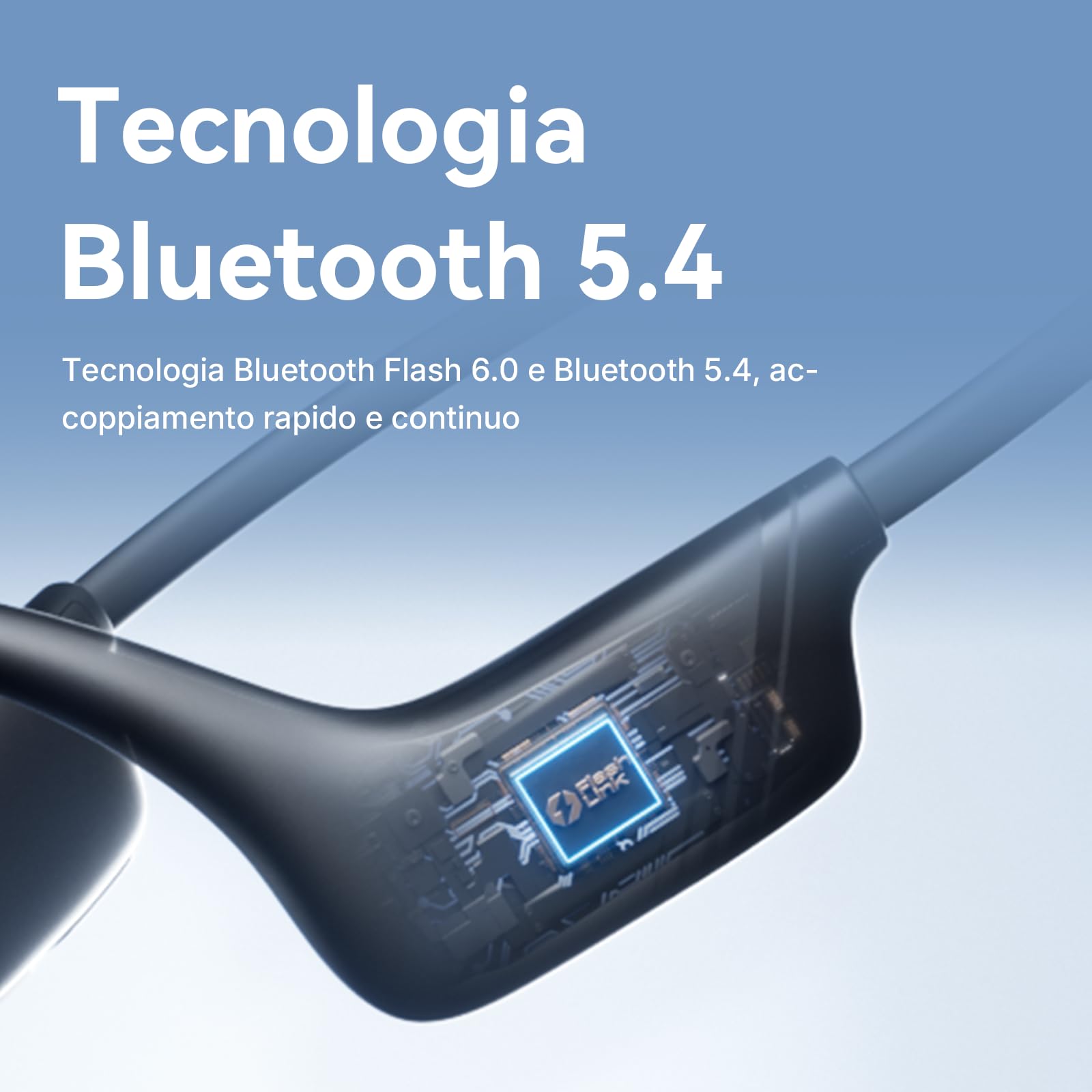 SANAG B21S Cuffie Conduzione Ossea, Open Ear Auricolari Wireless Bluetooth 5.4 con Impermeabili IPX5, Microfono, HiFi 5.4 Bassi, 10 Ore di Riproduzione per Corsa, Ciclismo, Sport (Blu)