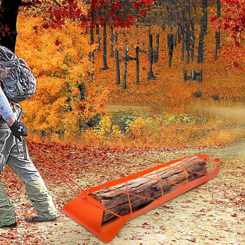 Trineo de arrastre para caza y camping de polietileno resistente naranja de 72.8 pulgadas