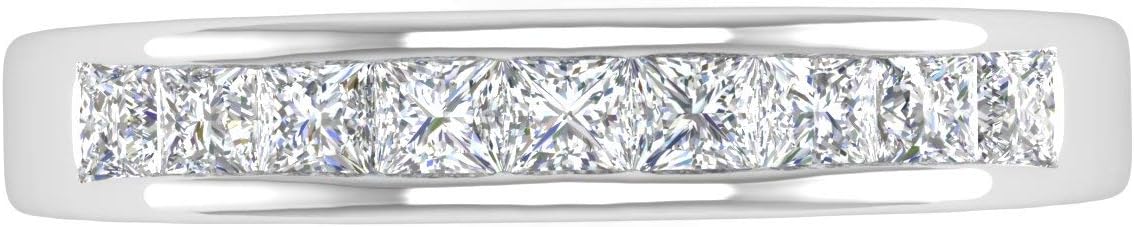 1/2 Carat Channel Set Princess Cut Diamond Wedding Band Ring in 14K Gold